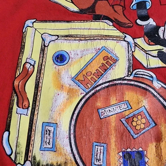 Vintage Bon Voyage Mickey & Mickey Shirt Size Large Red Short Sleeve - Picture 4 of 7